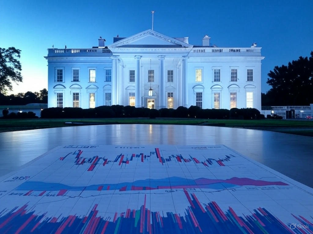 White House in April 2025, backdrop for Trump’s trade and economic policies impacting markets