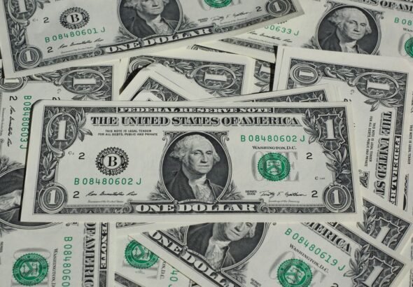 US dollar bills close up