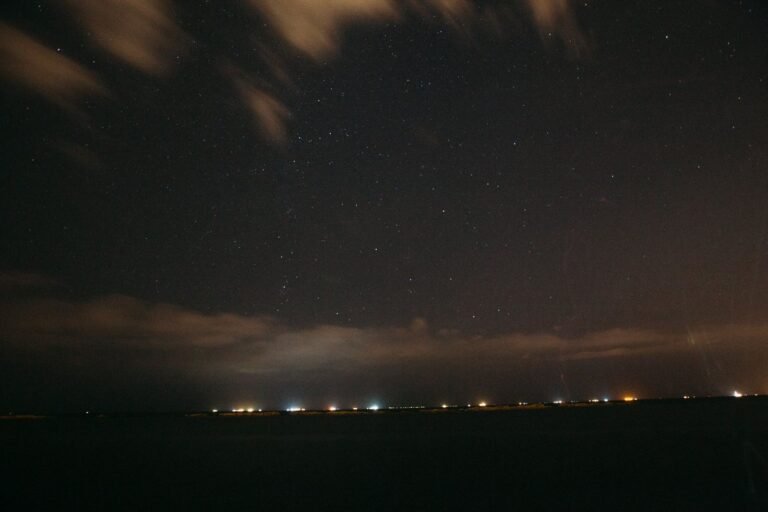 Night sky over coastline